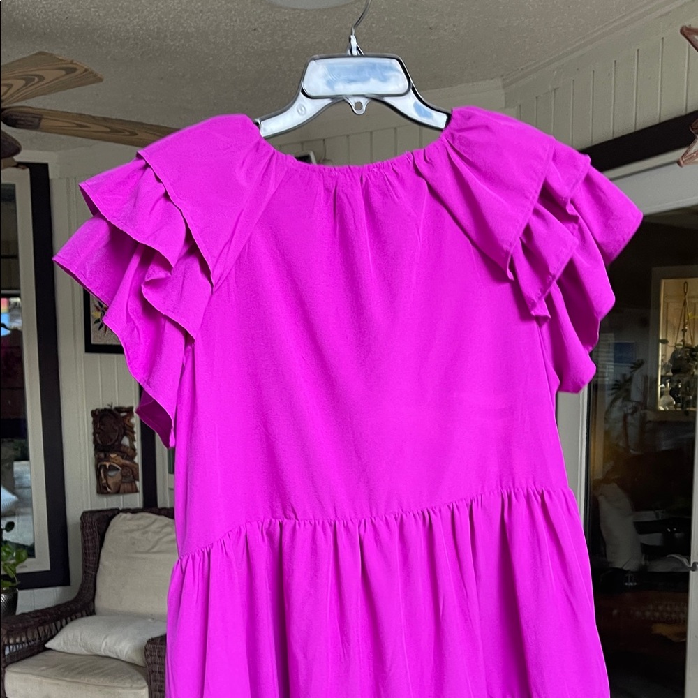 Entro Fuchsia Ruffle Sleeve Dress - Picture 4 of 8
